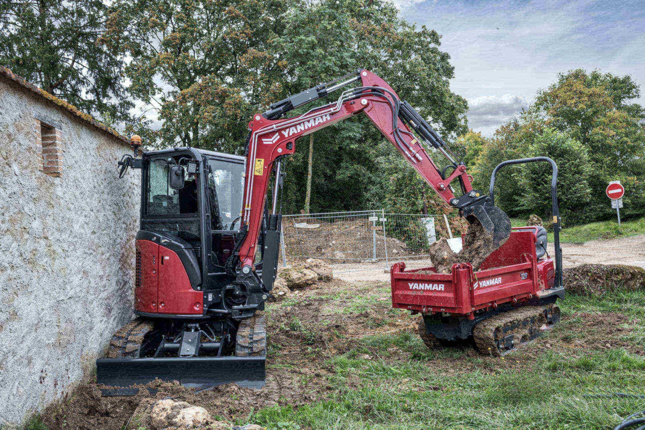 Yanmar Minibagger ViO33-7 Einsatz Baustelle mit Raupendumper