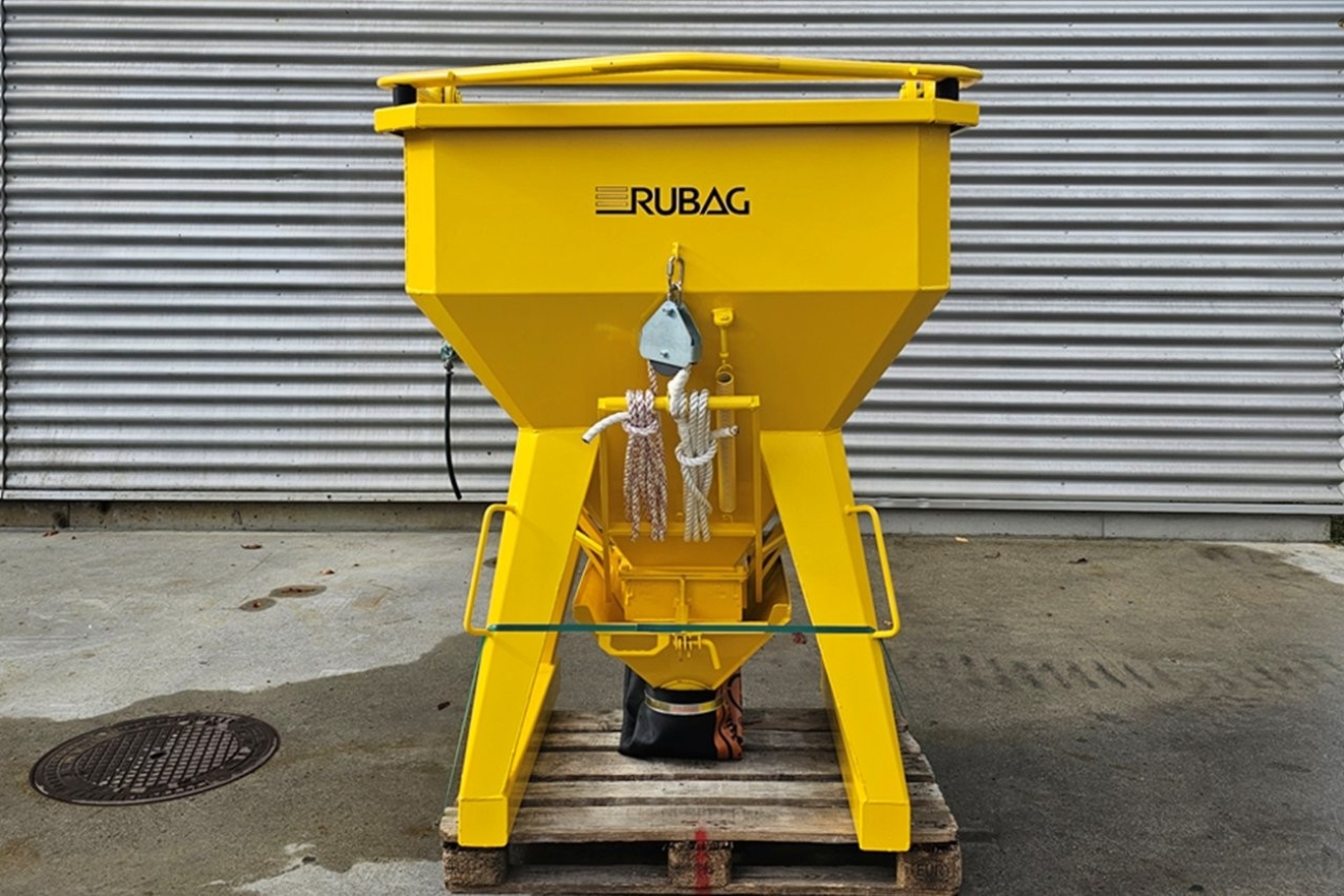 RUBAG Betonkübel BQSA1000 in gelb von der Seite