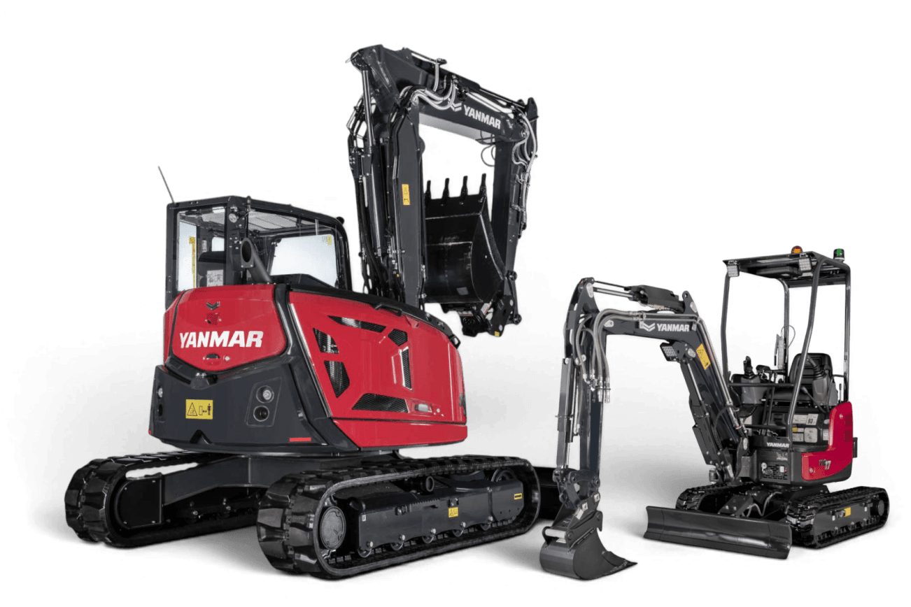 Freisteller zwei Bagger gross und klein nebeneinander