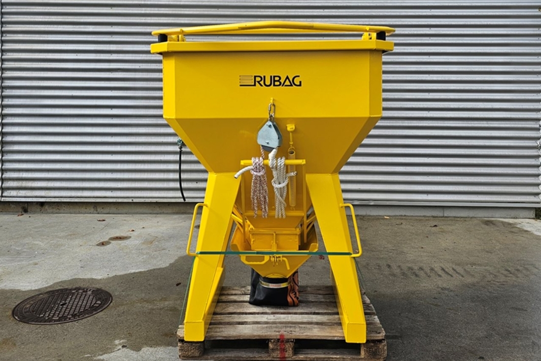 RUBAG Betonkübel BQSA1000 in gelb von der Seite