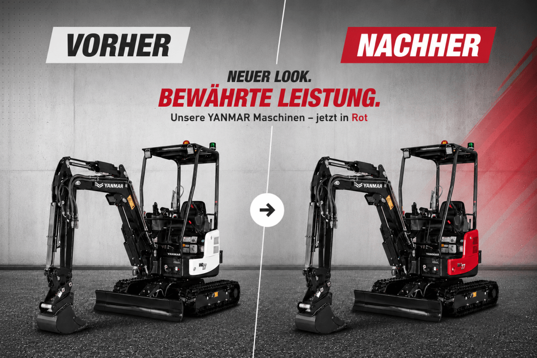 Banner Vorher Nachher Lackierung YANMAR Bagger