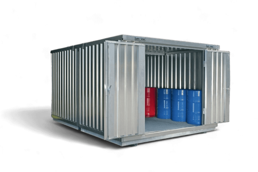 RUBAG Gefahrenstoff-Container mit Fässern