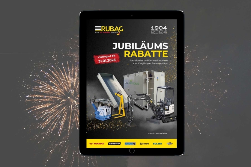 Aktionsflyer auf iPad mit Feuerwerk im Hintergrund