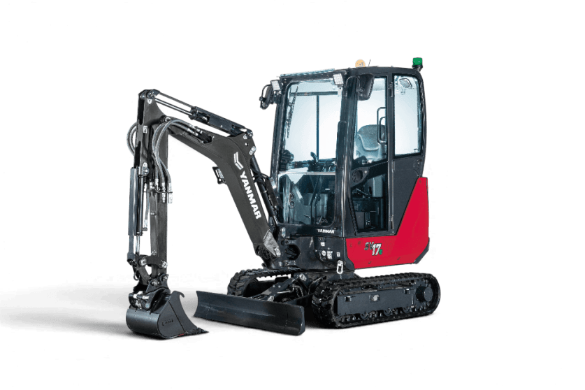 Transparenter Freisteller roter Minibagger SV17e von vorne
